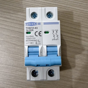 TOMZN 2P DC Circuit Breaker 32A- 12V-1000V Wide RangeDC MCB for PV System (TOMZN TOB7Z-63)